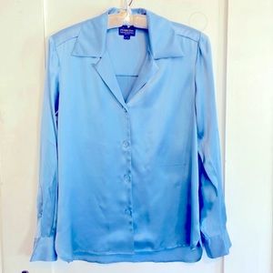 Pendleton Shiny Blue, never worn size 4, long-sleeved cuffed blouse